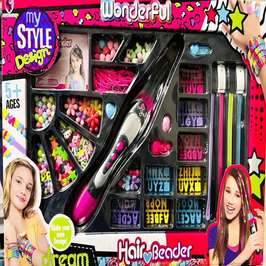 Picture of 2 in 1 Hair Beader Kit & Bracelet Making Kit 500 + pcs - Jewelry Making, Beader Tool, Hair Beads for Braids for Teens and Women, Assorted Beads, Elastic...