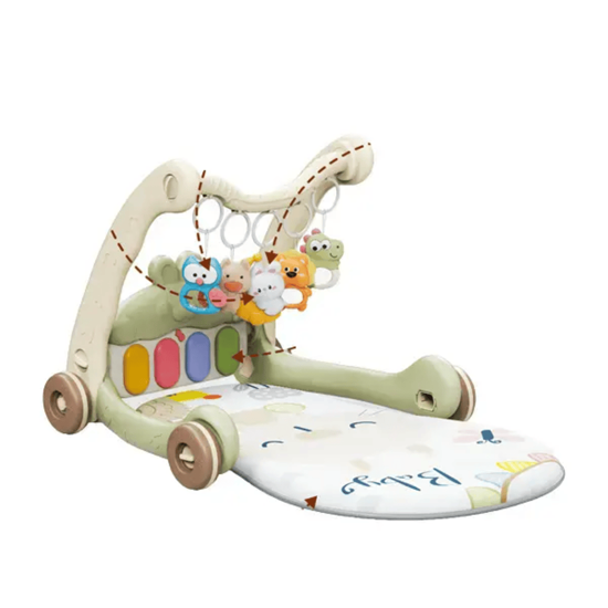 Picture of 3 in 1 Baby Early Educational Play Piano Mat Toddlers Musical Walker With Hanging Animals Rattle Toys