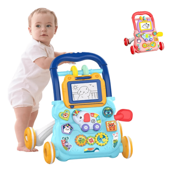 Picture of Kiddos 3-in-1 Musical Baby Walker with Removable Drawing and Sound Board for Kids, Blue