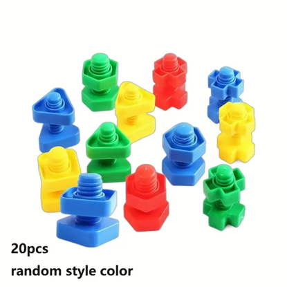 Picture of Nuts and Bolts, 20pcs Fine Motor Skills Occupational Toys for Kids, Shapes and Colors Matching Toys, Building Construction Game
